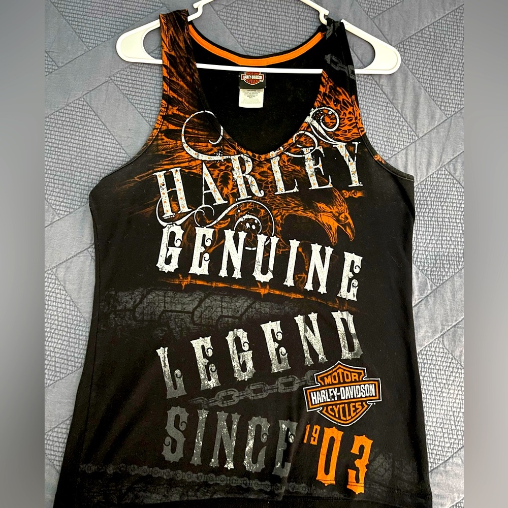 Women’s Harley Davidson Tank Black Top / Orange